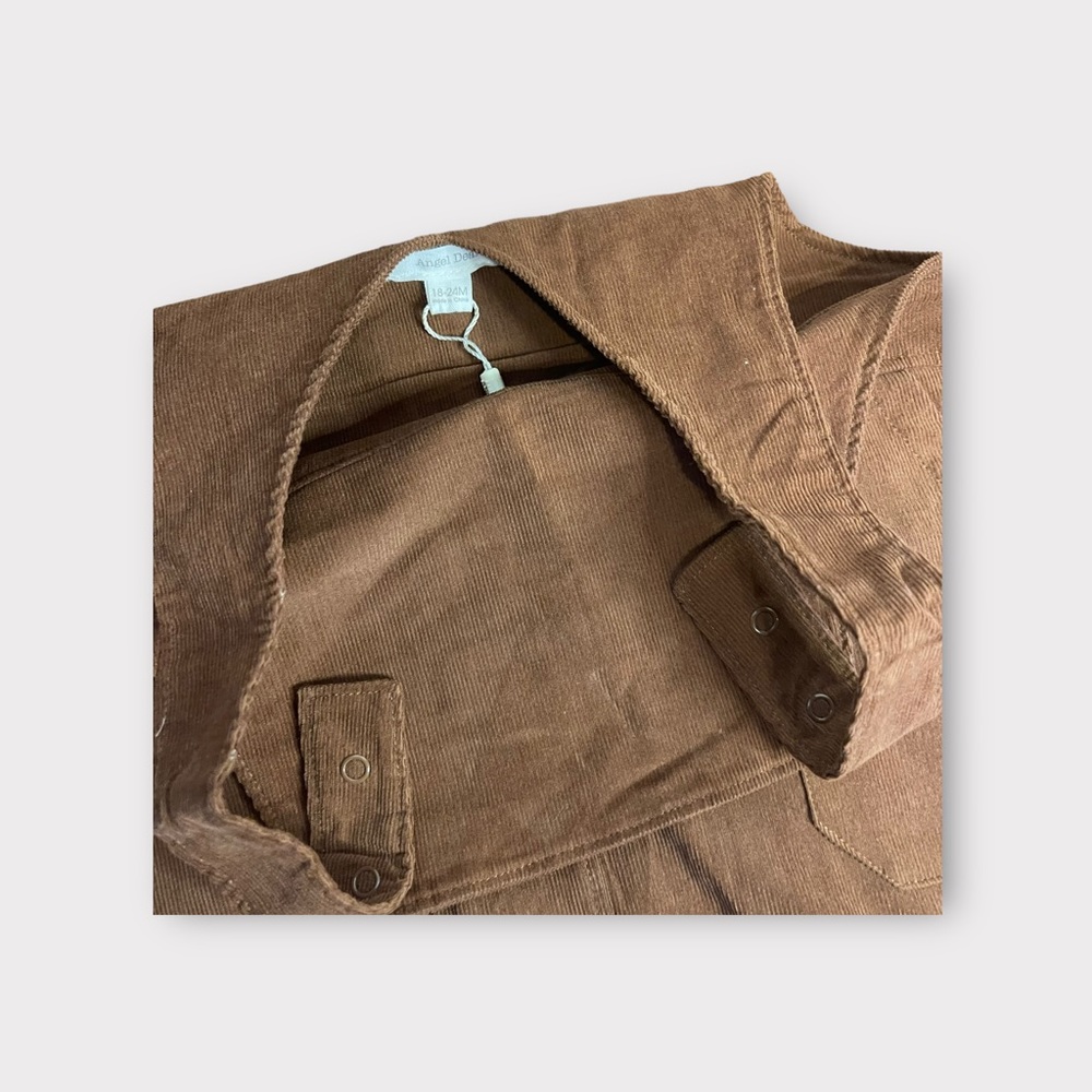 Angel Dear Brown Corduroy Pocket Romper - Picture 4 of 5